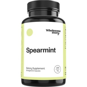 Organic Spearmint Capsules, 1000mg Spearmint Leaf Powder, Supports Hormones, Cognition, Gut & Immune System, Wholesome Story, 90ct - 1 of 3