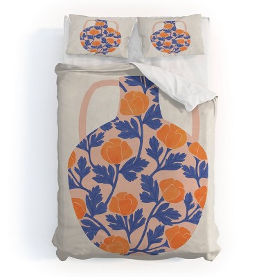 Deny Designs El Buen Limon Vase and Roses collection Duvet and Sham Set