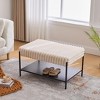Aortzio 30.7"Wide Upholstered Ottoman Coffee Table Foot Rest with Black Metal Legs,Footstool with Wooden Open Storage Shelf - 2 of 4
