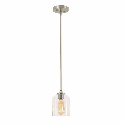 William 6" Satin Nickel Vintage Glass Pendant Light
