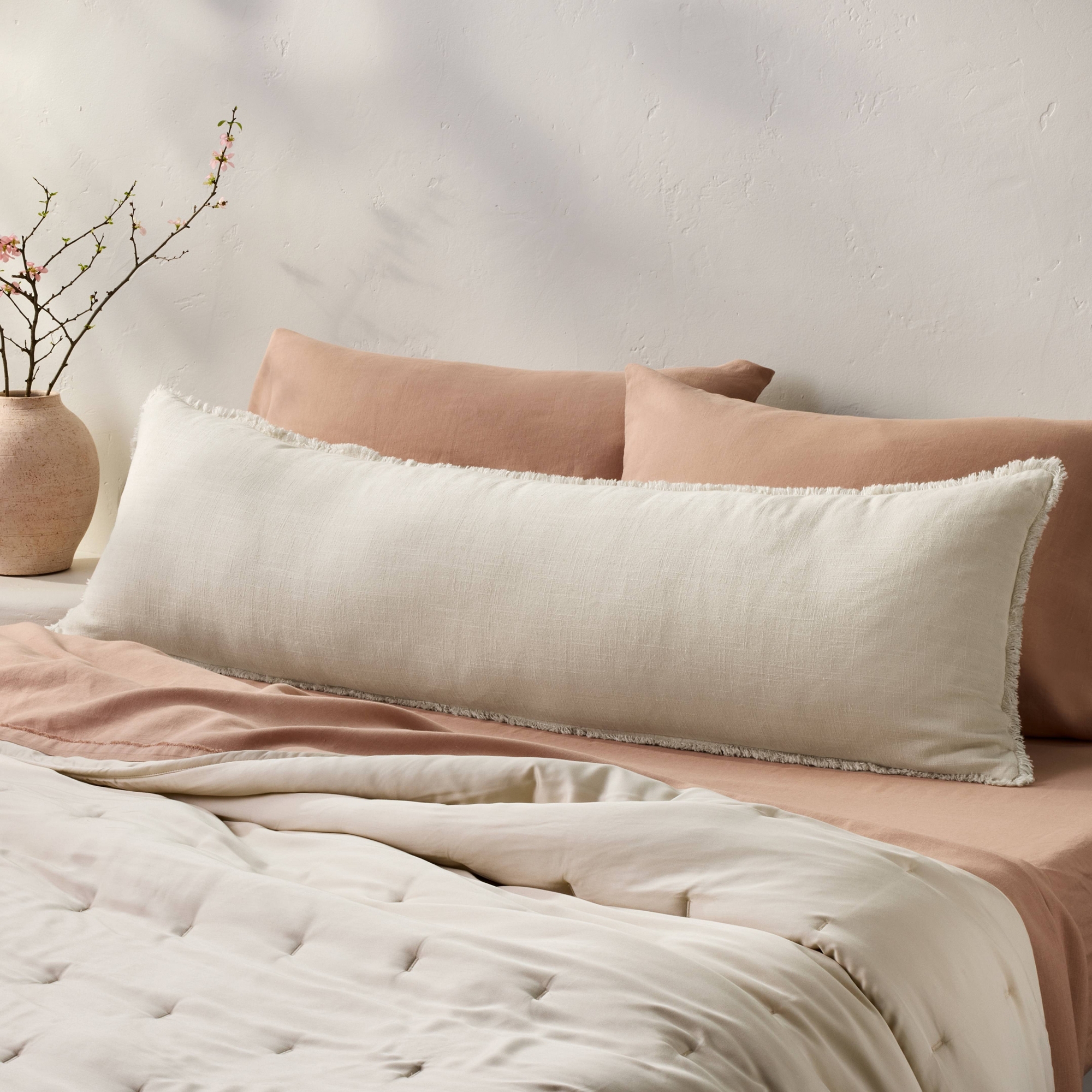 Lumbar Heavyweight Linen Blend Throw Pillow Natural - Casaluna™
