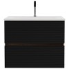 Akoasm 24 Inch Floating Bathroom Storage Cabinet With Integrated Ceramic Sink-Black+Brown - 4 of 4