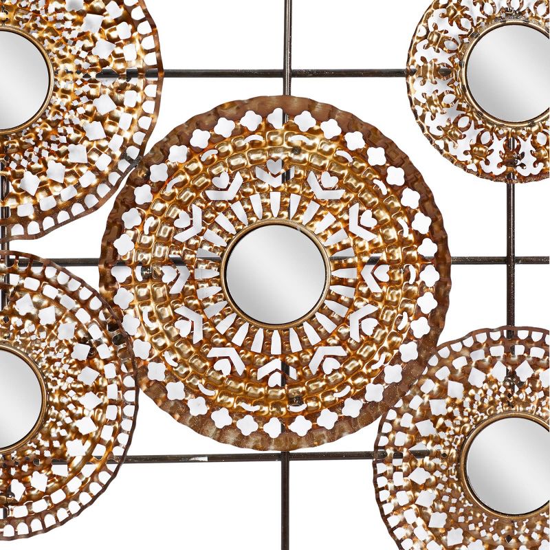Modern Metal Abstract Wall Decor with Round Mirrored Accents Brown - Olivia &#38; May, 5 of 18