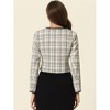 Allegra K Women's Elegant Contrast Piping Round Neck Button Front Long Sleeve Tweed Blazer - image 3 of 4