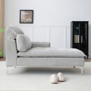 Beautyolove 55" Chaise Lounge Indoor, Upholstered Furniture Lounge Chair with Left Armrest & Lumbar Pillow, Gray - 1 of 4