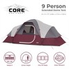 CORE Extended Dome Tent 16 x 9 Foot 9 Person Camping Tent with Air Vents, Red - 4 of 4
