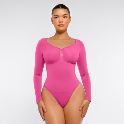 Feelingirl Women's Seamless Long Sleeve Compression Thong Shapewear Bodysuit