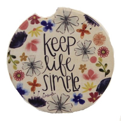 Car Coaster 2.5" Keep Life Simple Car Coaster Absorbent Flowers  -  Coasters