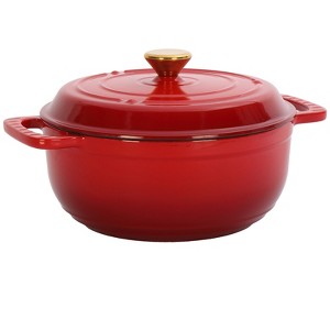 Sevobal Pots and Pans Cast Iron 6qt Cooking Pot Dutch Oven Pot for Bread Baking, Cooking Enamel Pot Round Dutch Oven, Red, 14.2"*10.6"*5.1" - 1 of 4