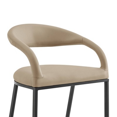 Ramona 26" Beige Faux Leather and Black Metal Counter Stool