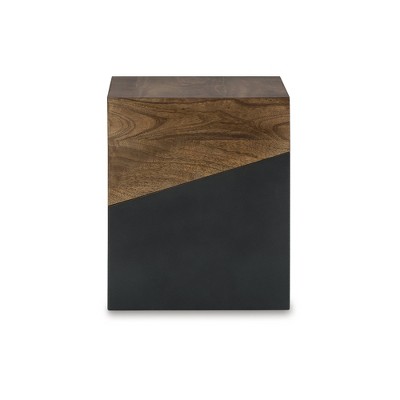 Trailbend Two-Tone Brown and Gunmetal Wood Accent Table