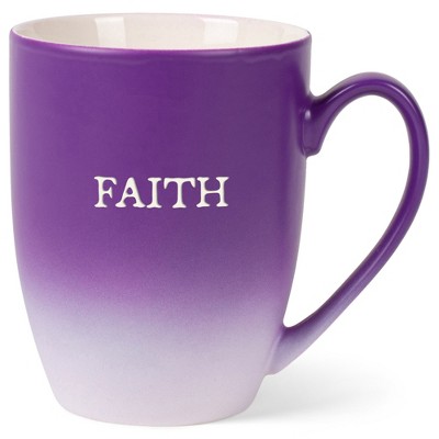 Elanze Designs Faith Two Toned Ombre Matte Purple and White 12 ounce Ceramic Stoneware Coffee Cup Mug