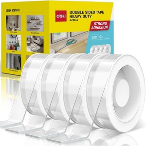 Deli Double Sided Tape Heavy Duty, Nano Tape, Double Sided Mounting Tape, Clear Adhesive Tape for Hanging Picture, Photo Deco. - 1 of 4