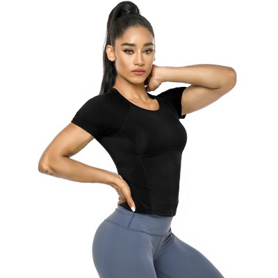 Workout Crop Tops for Women Short Sleeve Workout Shirts for Running 2025 Gym Yoga Athletic Exercise