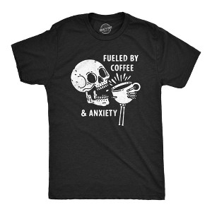 Mens Fueled By Coffee And Anxiety T Shirt Funny Caffeine Panic Joke Tee For Guys - Crazy Dog Men's T Shirt - 1 of 4