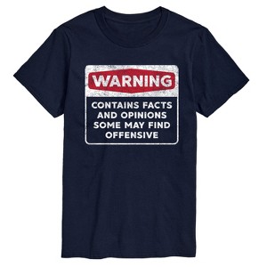 Men's - Instant Message - Warning Contains Facts And Opinions Short Sleeve Graphic T-Shirt - 1 of 4