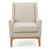 SKRAN Mid Century Modern Accent Chair, Wooden Chairs with Cushion for Living Room, Bedroom, Home or Office - Beige - 4 of 4