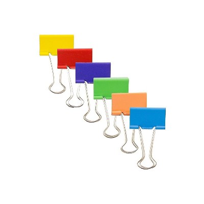 JAM PAPER Colorful Binder Clips - Large - 1 1/2 Inch (41 mm) - White  Binderclips - 12/Pack