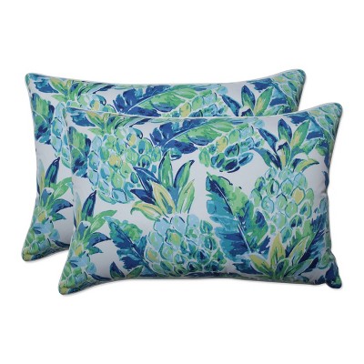 2pc Outdoor/Indoor Oversized Rectangular Throw Pillow Set Vida Opal Blue - Pillow Perfect