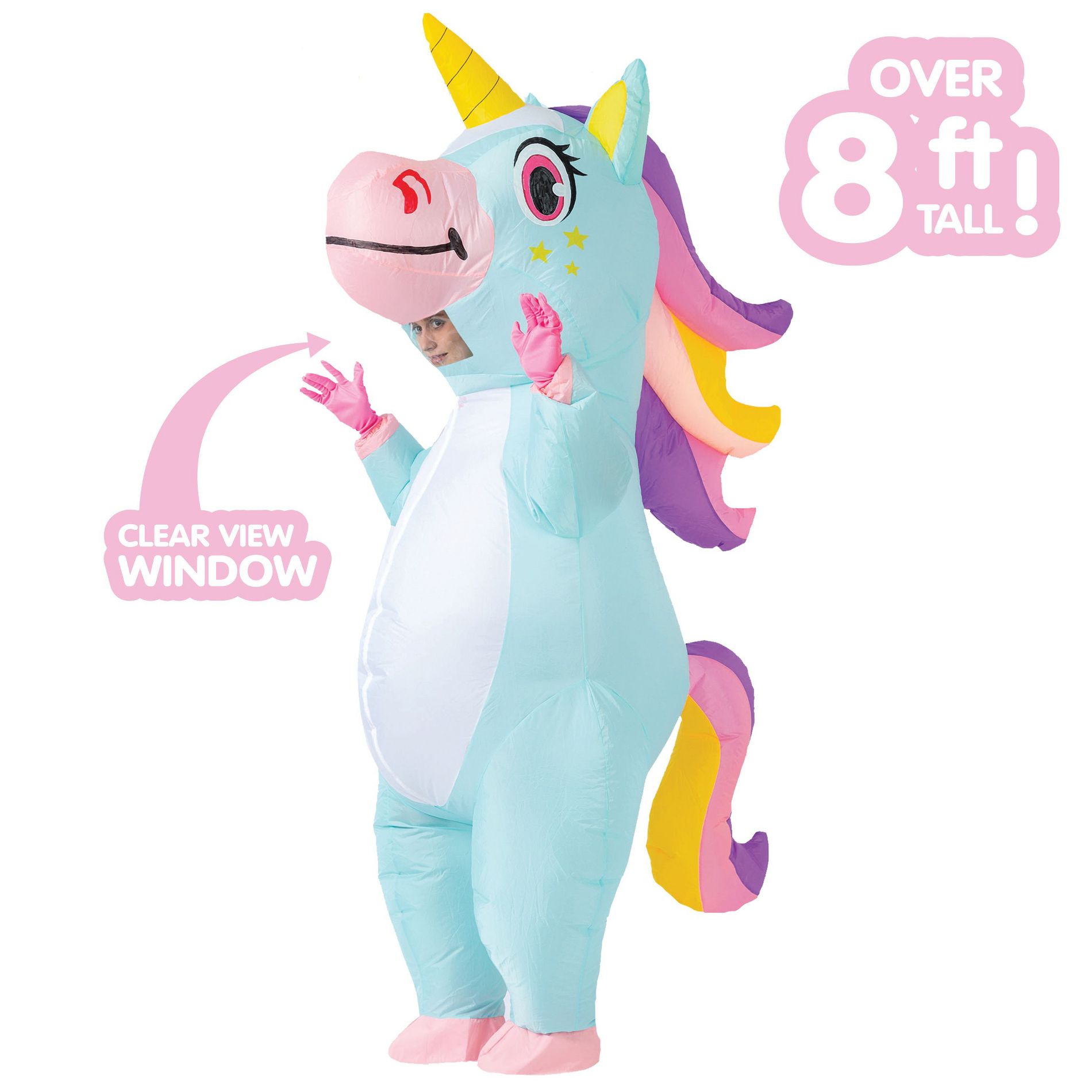 Joyfy Halloween Costume for Adult, Unicorn Halloween Inflatable Full Body Costume for Halloween Party Cosplay(X-Large(75In)-Blue