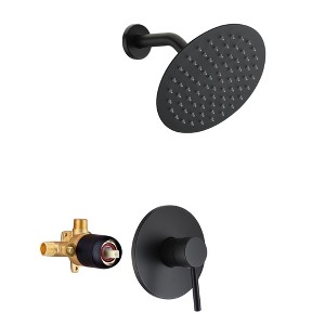 Sumerain Matte Black Shower Faucet Set Pressure Balance Cartridge, with Non-return Check Valves - 1 of 4