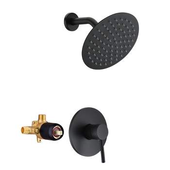 Sumerain Matte Black Shower Faucet Set Pressure Balance Cartridge, with Non-return Check Valves