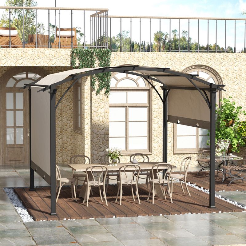 Outsunny 11' x 11' Outdoor Retractable Pergola Canopy, Sun Shade Canopy Patio Metal Shelter for Garden Porch Beach, 2 of 8