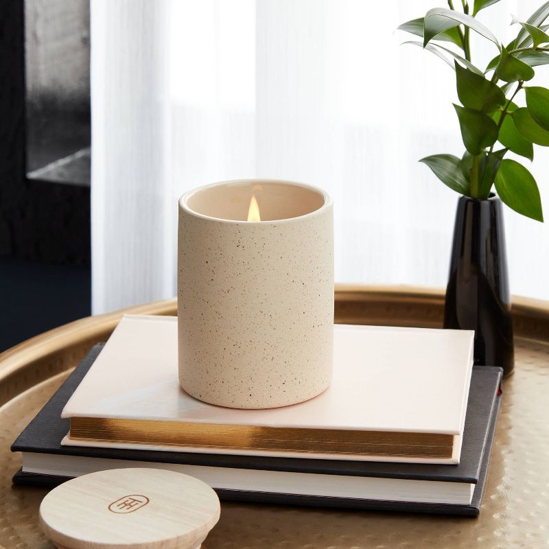 6oz Matte Textured Ceramic Wooden Wick Candle Ivory/Citron and Sands - Threshold&#8482;, 3 of 5