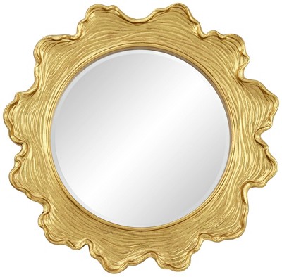 Uttermost Pearla Shiny Gold Leaf 32" Round Wall Mirror