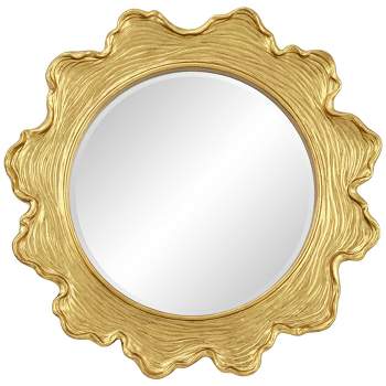 Uttermost Pearla Shiny Gold Leaf 32" Round Wall Mirror