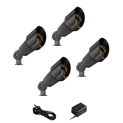 John Timberland Hooded Black 6-Piece LED Landscape Spot Light Set