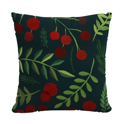 18"x18" Holly Polyester Square Throw Pillow Evergreen - Skyline Furniture: Cotton Woven, Indoor Use, Zippered