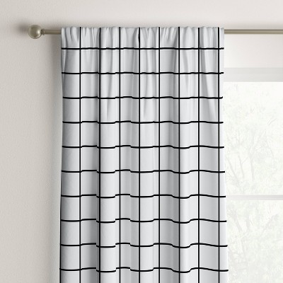 1pc 42"x63" Room Darkening Heathered Thermal Curtain Panel Grid Black/White - Room Essentials™