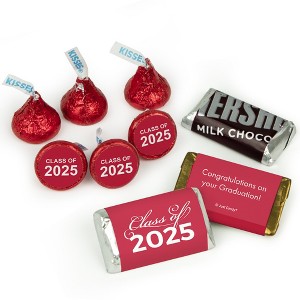 Graduation Candy Chocolate Party Favors by Just Candy (Hershey's Kisses, Miniatures or Both)  - Red Class of 2025 - 1 of 4