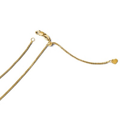 Black Bow Jewelry 1.3mm 14k Yellow Gold Adjustable D/C Wheat Chain Necklace, 22 Inch