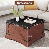 Zevemomo Farmhouse Square Coffee Table with Storage for Living Room, 31" Wood Storage Farmhouse Coffee Tables with Dual Flip-Top Lids, Brown - 4 of 4