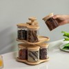 Basicwise Two-Tier Bamboo Lazy Susan Turntable with 8 Pcs 12 oz Airtight Lid Glass Jars, Versatile Spice Rack Organizer - 2 of 4
