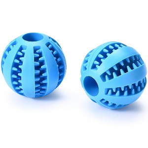 Black Rhino Interactive Dog Chew Toy Ball, Pack of 2, Blue - 1 of 4