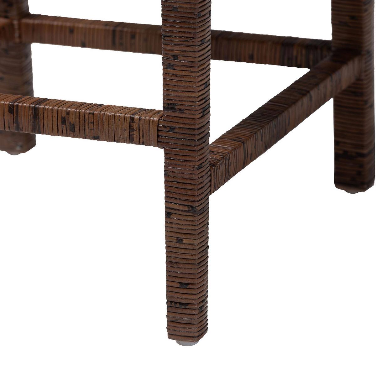 bali & pari Sofia Rattan Counter Stool with Mahogany Wood Frame Counter Height Chair Brown - thumbnail 6
