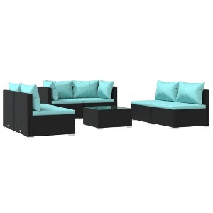 vidaXL Garden Lounge Set Black, Water Blue - 1 of 4