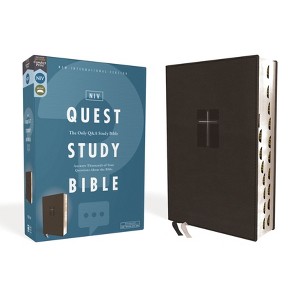 Niv, Quest Study Bible, Leathersoft, Black, Indexed, Comfort Print - by  Zondervan (Leather Bound) - 1 of 1