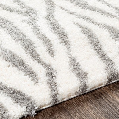 Gray and White Rectangular Shag Fur Area Rug 5'3" x 7'3"