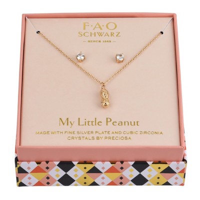 FAO Schwarz Gold Tone Key and Locket Trio Earring Set