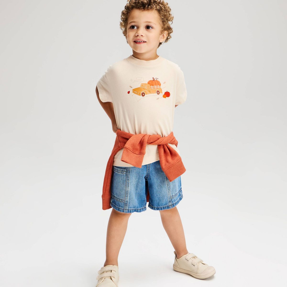 Toddler Boys' Fall Truck Short Sleeve T-Shirt - Cat & Jack™ Cream