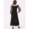 Allegra K Women's Elegant Long Sleeve Off Shoulder Cocktail Bodycon Ruched Split Midi Dress - 4 of 4