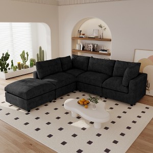L Shaped Sectional Couch 134 Inch 4-Seater Modern Modular Sofa with Ottoman,Chenille Deep Seat Couches for Living Room, Bedroom and Apartment - 1 of 4