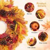24 Inch Fall Wreath for Front Door, Autumn Artificial Wreath with Pumpkins, Maple Leaves, Berries - 4 of 4