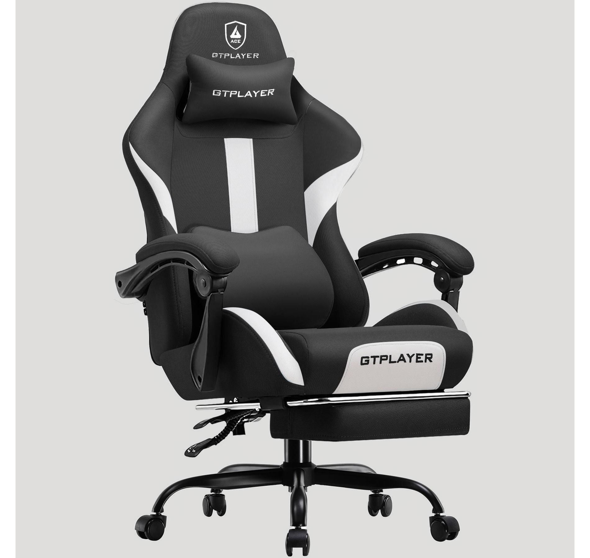 GTPLAYER Ergonomic Gaming Chair with Footrest, Lumbar Support, Breathable Computer Chair with Pocket Spring Cushion, Chairs for Adults