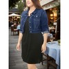 Agnes Orinda Women's Plus Size Cropped Long Sleeve Trendy Fashion Denim Jean Jackets - 2 of 4