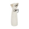 Sagebrook Home Cat with Glasses Sculpture - Contemporary Ceramic White Cat Statue with Black and Beige Accents for Home - 2 of 4